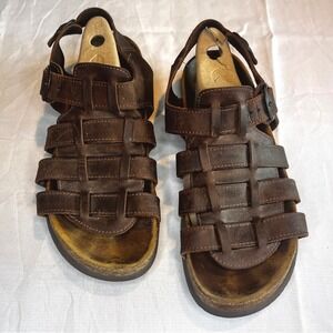 Eastland Mens Brown Leather Fisherman Sandals USA Made Buckle Strap 11 D 6065